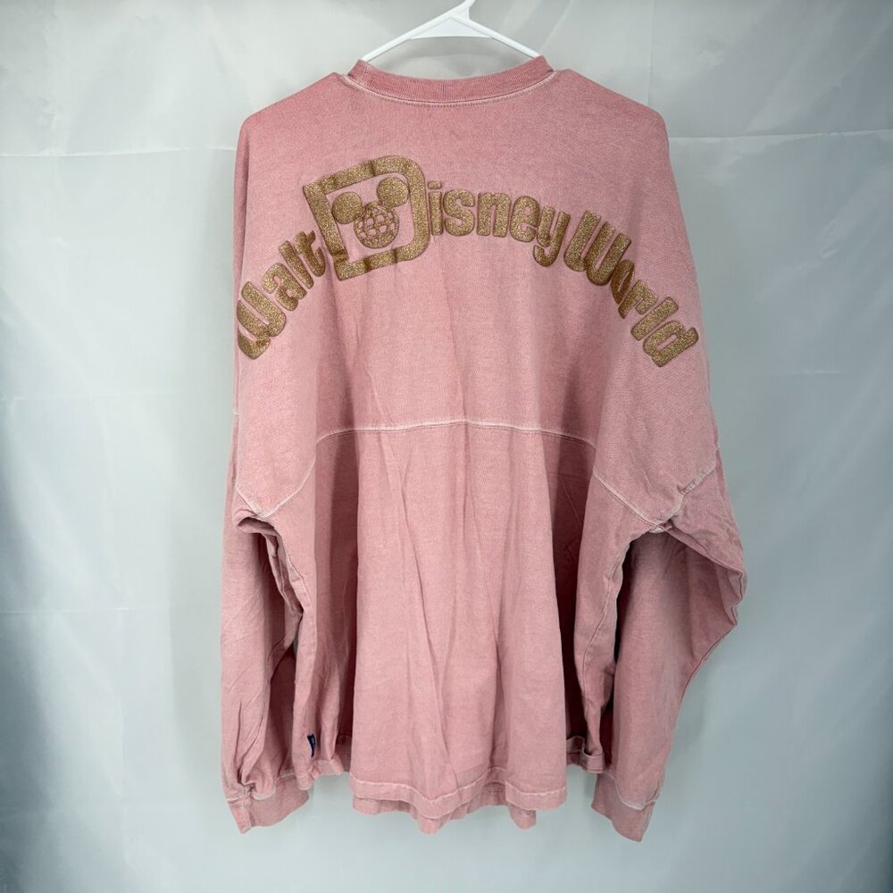 Disney Spirit Jersey Women XXL Oversized Shirt Pink Disneyworld Spellout Glitter - Picture 2 of 7